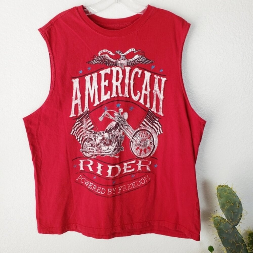 American Rider Graphic Print Biker Sleeveless Tee Shirt size XL